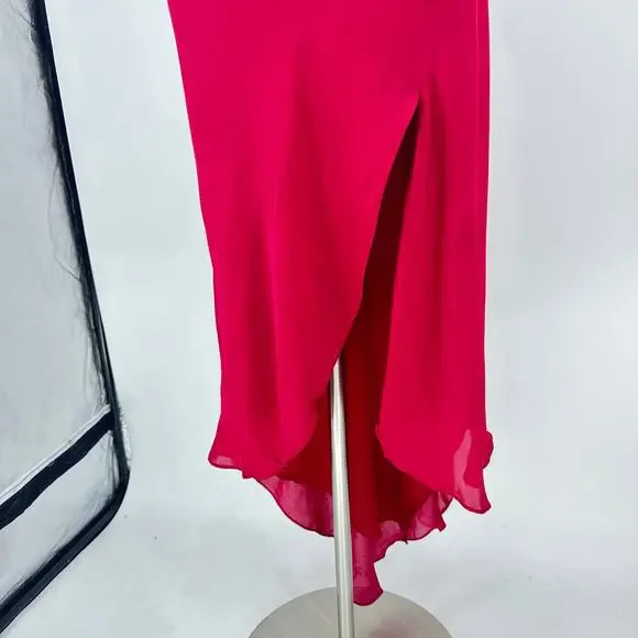 Haute Hippie 100% Silk Cowl Neck Racerback Dress Small Raspberry Red Fairy Party - Picture 7 of 14